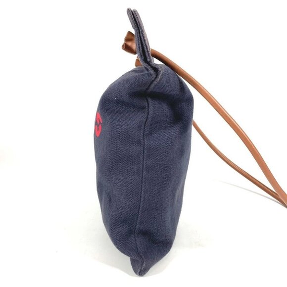 HERMES logo Aline MM Shoulder Bag ToileChevron / Leather Blue indigo Navy/Red - Picture 3 of 16